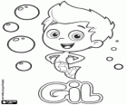 Gil, il bambino di Bubble Guppies con la sua coda di camuffamento