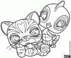 Due animali Littlest PetShop: un cucciolo di tigre e un uccellino