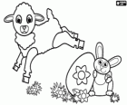 Un agnello, un coniglietto e un uovo di Pasqua