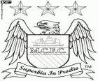 Distintivo di Manchester City FC. Squadra di calcio da Manchester con il soprannome di The Citizens