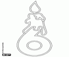 Disegno per riempire con un numero di sei con una candela