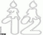 Il numero dodici con candele, linea sottile