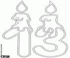 Disegno da riempire con un tredici e due candele