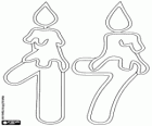 Il numero diciassette con due candele, disegno per riempire