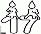 Un uno e un sette con due candele per il compleanno