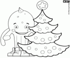 Pypus felice con l'albero di Natale