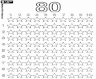 Contare fino a numero 80 con le stelle, ottanta sono otto decine