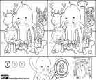 Il gioco facile delle otto differenze con il nostro amico Pypus il polpo e suoi amici, gli animali