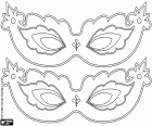 Disegno con due preziose maschere di Carnevale per decorare e personalizzare come vuoi