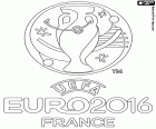 Logo di UEFA EURO 2016 o Campionato europeo di calcio 2016. Il concorso si terrà in Francia dal 10 giugno al 10 luglio 2016