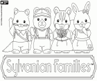 Sylvanian Families, quattro figurine da collezione di animali antropomorfi. Queste figurine sono della società giapponese Epoch