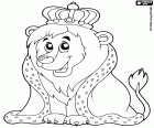 Il re dei leoni, il re delle bestie. Il re leone con la corona e il mantello