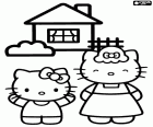 Hello Kitty e sua madre felici davanti a casa tua