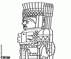 Particolare di una colonna che rappresenta un guerriero tolteca di Tula. Tula o Tollan Xicocotitlan era la capitale dello stato tolteca