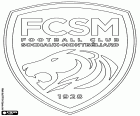 Distintivo di Football Club Sochaux-Montbéliard, FC Souchaux, FCSM, squadra di calcio di Sochaux e Montbéliard, città della regione Franca Contea alla Francia orientale