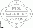 Logo di RKS Radomiak Radom, società calcistica con sede a Radom, città vicina al fiume Mleczna, situato 100 km a sud di Varsavia, nel centro-est della Polonia, Voivodato della Masovia