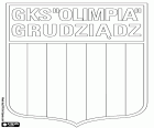 Distintivo di Grudziądzki Klub Sportowy Olimpia Grudziądz, società calcistica di Grudziądz, città vicino al fiume Vistola, nel Voivodato di Cuiavia-Pomerania, nel nord della Polonia