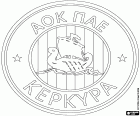 Logo della AOK Kerkyra, Athlitikos Omilos Kerkyra, squadra di calcio con sede a Corfù, Kerkyra in greco, città e capitale della seconda più grande isola nel Mar Ionio, le Isole Ionie. Corfù si trova di fronte la costa nord-ovest della Grecia