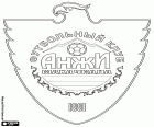 Distintivo di FK Anzhi Makhachkala, squadra di calcio di Makhačkala, città portuale sul Mar Caspio in Russia europea meridionale e la capitale della Repubblica di Dagestan