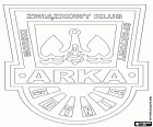 Distintivo di MGKS Arka Gdynia, Morski Związkowy Klub Sportowy Arka Gdynia, squadra di calcio con sede a Gdynia, città portuale sul Mar Baltico, nel Voivodato di Pomerania a nord della Polonia