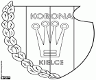 Scudo del Korona Kielce, Korona Spółka Akcyjna, squadra di calcio con sede a Kielce, città sulle rive del fiume Silnica nel Voivodato della Santacroce, nella zona centrale del sud-est della Polonia