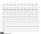 Esercizi di calligrafia con linee guida, la combinazione delle lettere T e O, la sillaba TO