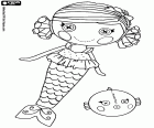 Coral Sea Shells, un personaggio di Lalaloopsy nel suo costume da sirena con il suo animale domestico, un pesce palla