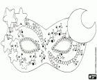Una bella maschera per il Carnevale, maschera decorata con la luna e le stelle