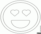 Uno Smiley con gli occhi a forma di cuore e sorridente con la bocca aperta, il volto di amore, un modo di esprimere l'amore con emoticon
