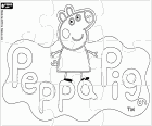 Un rompicapo da colorare, ritagliare e giocare con il logo della più famosa piccola maiale, Peppa Pig