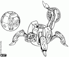 Una sfera di Bakugan si trasforma in Fencer, un Bakugan meccanico che assomiglia ad un ragno meccanico a quattro zampe