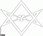 Il unicursal hexagram con un fiore a cinque petali al centro è uno dei simboli di Thelema, un simbolo esoterico. Thelema è considerato una filosofia mistica, una religione o una scienza spirituale