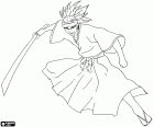Renji Abarai in azione con l'arma. Egli è uno shinigami, un personaggio da Bleach