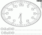 06:30 e 18:30, un orologio analogico che indica che sono le sei e mezza. In un orologio digitale sono le sei ore e trenta minuti della mattina, nel secondo orologio digitale sono le sei ore e trenta minuti della sera