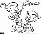 Pebbles è la chitarrista e Bam Bam il percussionista. I due piccoli bambini in azione con gli strumenti musicali nel film I Flintstones