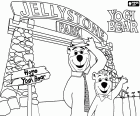 L'Orso Yoghi e Bubu all'ingresso del parco di Jellystone, una scena del film d'animazione