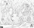 La Princessa Celestia, la Principessa Luna e la Principessa Candance. Le principesse reali unicorni di Equestria, all'interno della stanza del trono regale, nel Castello di Canterlot