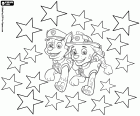 Marshall e Chase da Paw Patrol tra le stelle, un disegno da colorare