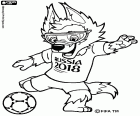 Questo lupo calciatore è chiamato Zabivaka, la mascotte ufficiale della Coppa del mondo FIFA 2018 in Russia