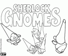 Un gruppo di gnomi con il logo del nuovo film di Gnomeo e Giulietta, Sherlock Gnomes