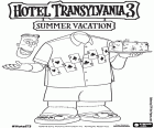 Frank è felice durante le sue vacanze con la sua camicia ispirata nel Poker, una scena del nuovo film Hotel Transylvania 3 Una vacanza mostruosa
