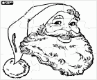 Puzzle con il volto di Babbo Natale felice con il suo cappello e la barba bianca lunga