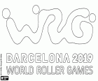 Logo del World Roller Games Barcellona 2019. Undici campionati del mondo di sport sulla piccola ruota a Barcellona e altre città catalana, Vilanova i la Geltrú, Sant Cugat del Vallès, Terrassa e Mollet del Vallès da 4-14 luglio 2019
