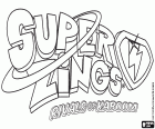 Logo dei SuperZings o SuperThings, collezione di piccoli giocattoli da collezione. I piccoli personaggi di plastica sono oggetti di uso quotidiano trasformati in eroi e cattivi, i rivali di Kaboom