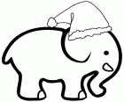 Un elegante elefante con un grande cappello di Babbo Natale