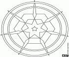 Una composizione geometrica con una stella a forma di mandala, una bella decorazione natalizia