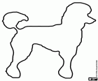 Un disegno da colorare con la silhouette di un grande cane barboncino con il taglio di capelli più comune per la sua facile manutenzione, noto come Puppy Clip