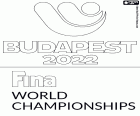 Logo del Campionato Mondiale di Nuoto di Budapest 2022. Questo campionato del mondo organizzato dalla FINA si tiene nella capitale ungherese dal 18 giugno al 4 luglio 2022
