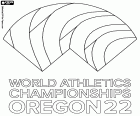 Il logo dei Campionati Mondiali di Atletica 2022 organizzati dalla IAAF che si svolgono a Eugene, Oregon, USA, dal 15 al 24 luglio 2022