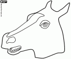 Maschera per un costume da cavallo, la testa del cavallo vista di profilo